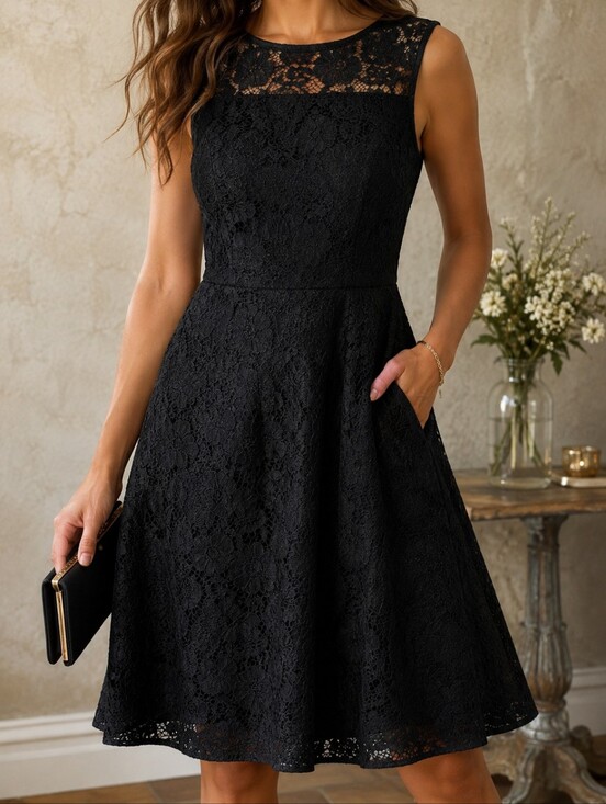 Banana Republic Dresses & Skirts - Banana Republic Black Lace Fit & Flare Dress Size 8 Lined Sleeveless